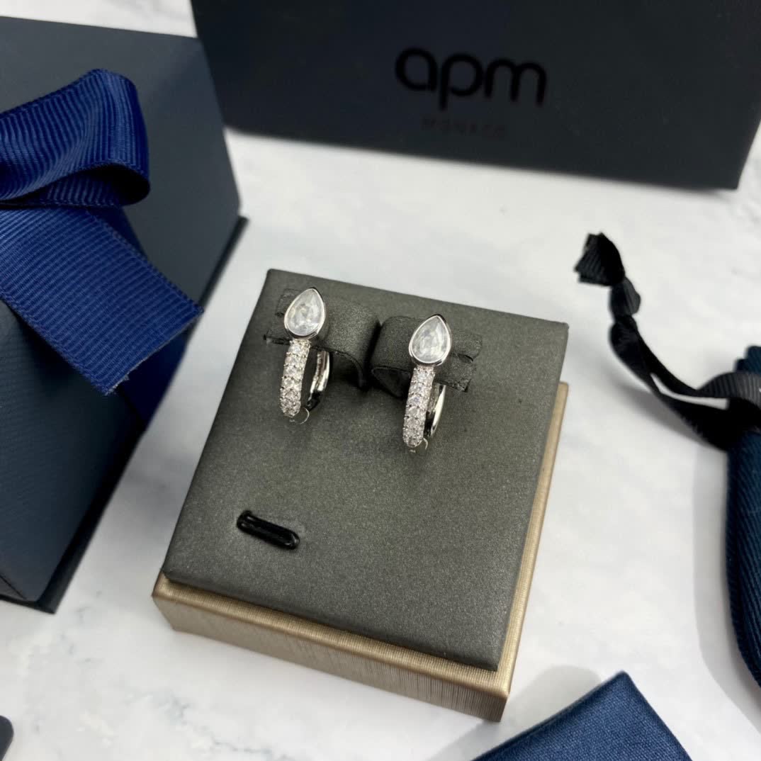 APM Monaco Silver Teardrop Stud Earrings